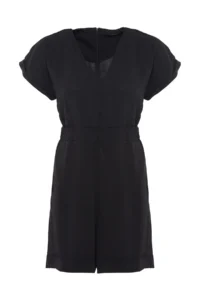 Trendyol Curve Black Weaving V-neck Jumpsuit - Image 6