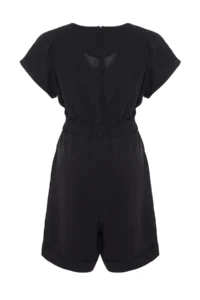 Trendyol Curve Black Weaving V-neck Jumpsuit - Image 8