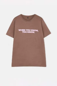 Trendyol Curve Brown Slogan Printed relaxed 100% Cotton Knitting Plus Size T-Shirt - Image 4