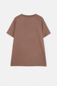 Trendyol Curve Brown Slogan Printed relaxed 100% Cotton Knitting Plus Size T-Shirt - Image 6