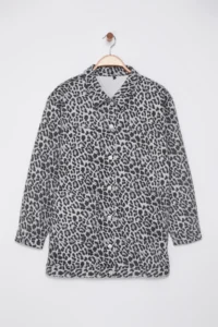 Trendyol Curve Multicolored animals Patterned Oversized/Wide Pattern 100% Cotton Non-Stretch DENIM Jacket - Image 5