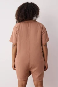 Trendyol Curve Brown Regular Fit Muslin Weaving Material 100% Cotton beachwear Plus Size Jumpsuit - Image 4