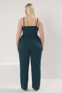 Trendyol Curve Emerald Green Sleeveless Knitting Plus Size Jumpsuit - Image 4