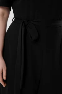 Trendyol Curve Black  V-neck Double breasted Plus Size Weaving Jumpsuit - Image 3