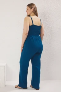 Trendyol Curve Mavi Sleeveless Knitting Plus Size Jumpsuit - Image 4