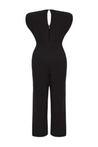 Trendyol Curve Black Double breasted Yaka Rocky Knitting Plus Size Jumpsuit - Image 7