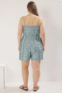 Trendyol Curve Green Sleeveless Patterned Plus Size Knitting Jumpsuit - Image 4