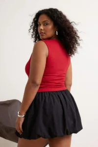 Trendyol Curve Red Dog collar Shirring Detailed Sleeveless Knitting Plus Size Blouse - Image 4