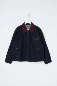 Trendyol Curve DARK BLUE Velvet Yaka Detailed Oversized 100% Cotton Non-Stretch Plus Size DENIM Jacket - Image 4