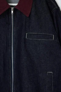 Trendyol Curve DARK BLUE Velvet Yaka Detailed Oversized 100% Cotton Non-Stretch Plus Size DENIM Jacket - Image 5