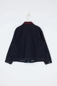 Trendyol Curve DARK BLUE Velvet Yaka Detailed Oversized 100% Cotton Non-Stretch Plus Size DENIM Jacket - Image 6