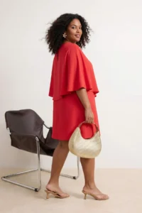 Trendyol Curve Red morocco Weaving Plus Size Dress - Image 3