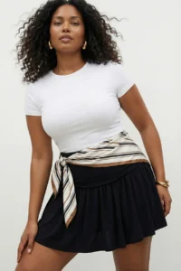 Trendyol Curve Black Inside OF shorts Sandy Mini Plus Size Skirt - Image 2