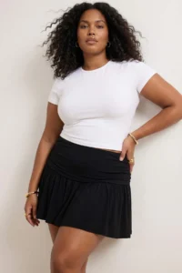 Trendyol Curve Black Inside OF shorts Sandy Mini Plus Size Skirt - Image 3