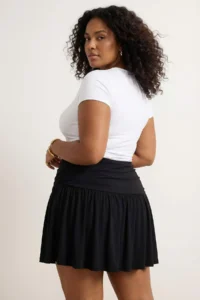 Trendyol Curve Black Inside OF shorts Sandy Mini Plus Size Skirt - Image 4