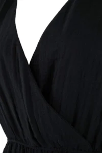 Trendyol Curve Black Double breasted Yaka Muslin Plus Size Beach Tulumu - Image 5