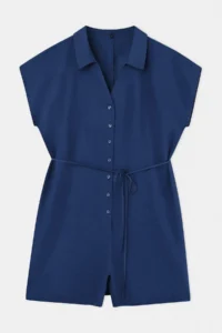 Trendyol Curve beachwear Navy Blue Shirt Collar Weaving Jumpsuit - Image 3