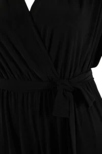 Trendyol Curve Black V-neck Belted Knitting Plus Size Jumpsuit - Image 5