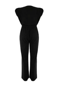 Trendyol Curve Black V-neck Belted Knitting Plus Size Jumpsuit - Image 6