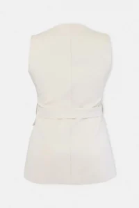 Trendyol Curve Ecru Arched Gold buttoned Weaving Plus Size Vest - Image 6