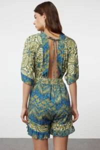 TRENDYOLMİLLA Ethnic Patterned Weaving Cut Out Detailed Beach Mini Jumpsuit - Image 5