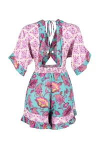 TRENDYOLMİLLA flower patterned Weaving Cut Out Detailed Beach Mini Jumpsuit - Image 6