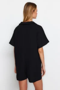 TRENDYOLMİLLA Black Weaving Beach Mini Jumpsuit - Image 5