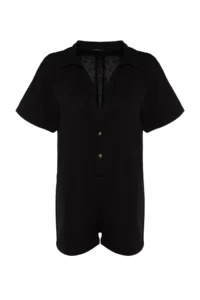 TRENDYOLMİLLA Black Weaving Beach Mini Jumpsuit - Image 6