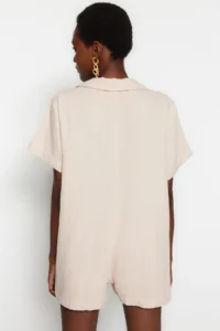 TRENDYOLMİLLA beachwear Ecru Weaving Mini Jumpsuit - Image 5