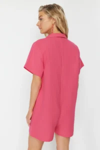 TRENDYOLMİLLA Fuchsia Weaving Beach Mini Jumpsuit - Image 5