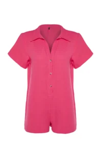 TRENDYOLMİLLA Fuchsia Weaving Beach Mini Jumpsuit - Image 6