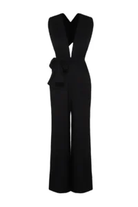 TRENDYOLMİLLA Black Weaving slit Maxi Beach Jumpsuit - Image 7