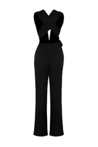 TRENDYOLMİLLA Black Weaving slit Maxi Beach Jumpsuit - Image 9