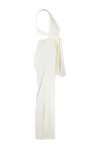 TRENDYOLMİLLA beachwear Ecru Weaving slit Maxi Jumpsuit - Image 7