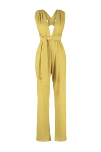 TRENDYOLMİLLA Oil Green Weaving slit Maxi Beach Jumpsuit - Image 6