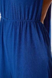 TRENDYOLMİLLA Saks Blue Weaving slit Maxi Beach Jumpsuit - Image 4