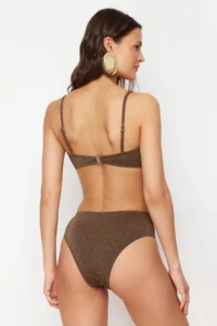TRENDYOLMİLLA Brown Simli with accessories Strapless Covered Regular High Waist Bikini Set - Image 5