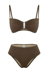 TRENDYOLMİLLA Brown Simli with accessories Strapless Covered Regular High Waist Bikini Set - Image 6