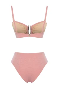 TRENDYOLMİLLA Pink Simli with accessories Strapless Covered Regular High Waist Bikini Set - Image 8