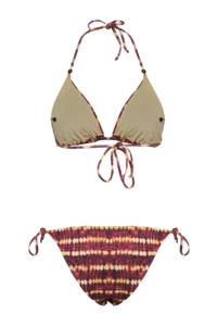 TRENDYOLMİLLA Batik Patterned with accessories Triangle Covered brazilian Regular Waist Bikini Set - Image 6