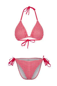 TRENDYOLMİLLA Plaid Patterned Piped Triangle Regular Regular Waist Bikini Set - Image 5