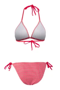 TRENDYOLMİLLA Plaid Patterned Piped Triangle Regular Regular Waist Bikini Set - Image 6
