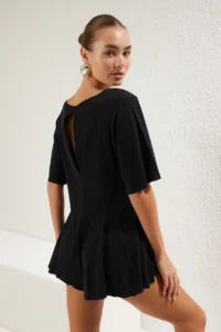 TRENDYOLMİLLA beachwear Black Knitting Mini Jumpsuit - Image 2