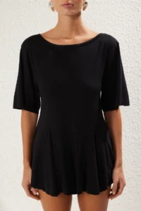 TRENDYOLMİLLA beachwear Black Knitting Mini Jumpsuit - Image 4