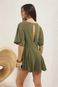 TRENDYOLMİLLA beachwear Khaki Knitting Mini Jumpsuit - Image 4
