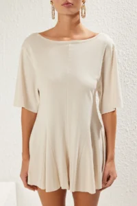 TRENDYOLMİLLA beachwear Stone Rengi Knitting Mini Jumpsuit - Image 4
