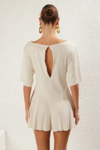 TRENDYOLMİLLA beachwear Stone Rengi Knitting Mini Jumpsuit - Image 6