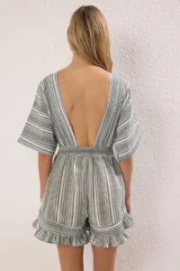 TRENDYOLMİLLA Striped Weaving Cut Out Detailed Beach Mini Jumpsuit - Image 4
