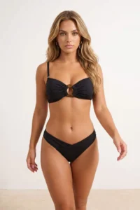 TRENDYOLMİLLA Black V Cut High Waist Regular Basic Bikini Bottom - Image 2