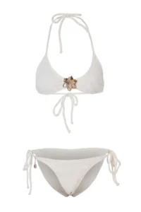 TRENDYOLMİLLA Ecru Simli balconette Covered with accessories High Waist Regular Bikini Set - Image 4